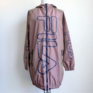Fila Tatiana Long Wind Jacket Womens Size Medium Pink Shadow Reflective NWT New